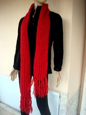 ECHARPE LAINE ROUGE A FRANGES