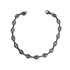 Bracelet grains de cafe couleur noir en acier inoxydable 21 cm 5 mm homme femme