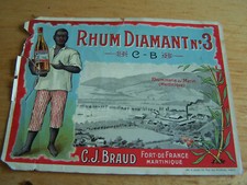 Rare Etiquette ancienne Rhum Martinique Diamant Rhumerie Marin Fort de France