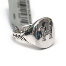 Bague Pave Initiale H Rose En