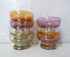 7 coupelles en verre iridescent arlequin irisé vintage