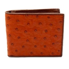 Nouveau portefeuille pour homme double pli en cuir d'autruche marron acajou v...