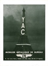 Publicité ancienne mobilier métallique de bureau Y. A.Chauvin issue de magazine