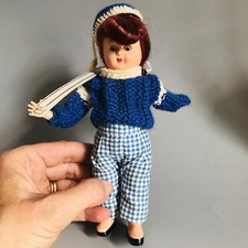 Poupée skieuse vintage S.G.D.G. Yeux dormeurs 16 cm bras gauche manquant