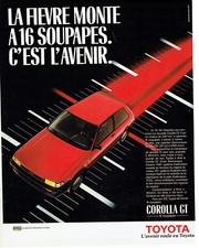 Publicité Advertising  068  1986   la Toyota Corolla GT 16 soupapes