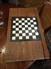 Ancien Échiquier En Bois Noirci Et Os À Identifié Table Basse 12kg