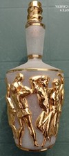 Rare modéle d'une ancienne bouteille à liqueur decor danse Dionysos verre et or