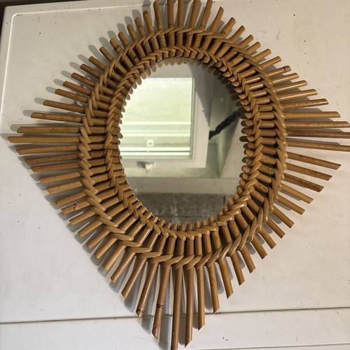 Miroir rotin vintage 1960