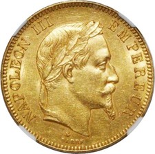 AA955 Rare 100 Francs Napoléon III 1868 A Paris Or Gold NGC MS62 UNC -> M offer