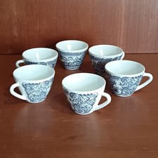 6 Tasses En Opale Rivanel Décor Bleu, Collection, Vintage