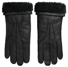 Dolce & Gabbana Gants Cuir Noir Fourrure Court Mains Moufles Hommes S.8.5 / S