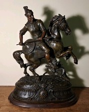 Sculpture en régule guerrier gaulois à cheval   Xix Siècle