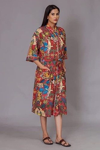 Robe longue kimono coton - robe,