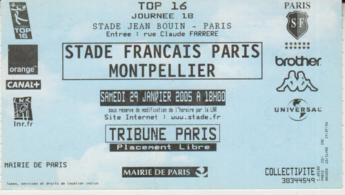 Billet match rugby stade - match,