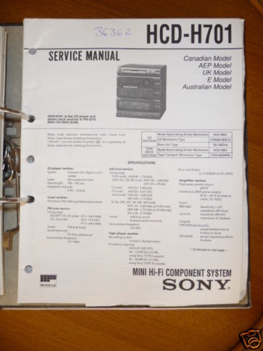 Service manuelle pour - pour, sony
