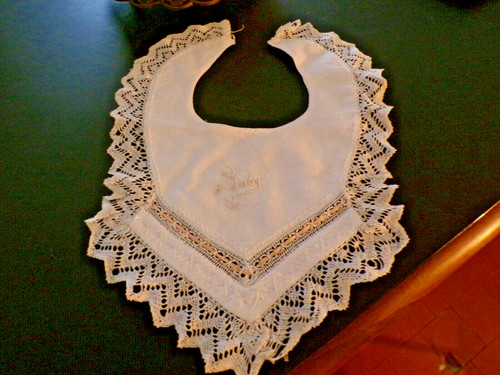 Linge ancien bavoir - ancien, coton