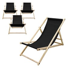 4x Chaises longue pliable de jardin fauteuil de plage noir 3 positions 120 kg