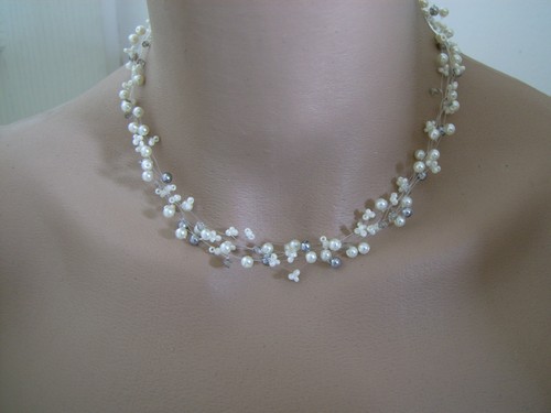 Collier blanc cassé gris - collier,