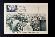 CARTE  POSTALE MAXIMUM PARIS 1955 1er JOUR TELEVISION TOUR EIFFEL -FRANCE