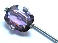 Ancien unique pic épingle Broche couleur argent cristal améthyste à facettes 447