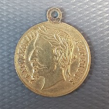 médaille ancienne en laiton Napoléon 3 #72
