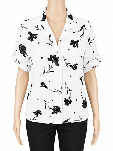 Chemisier femme blanc motif - femme,