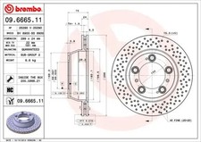 2x Disque de frein perforé/ventilé de l'intérieur 09.6665.11 BREMBO pour PORSCHE