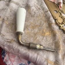 Antique French Lever Porcelain Door Handle Knob Nickel