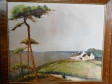 Huile toile tableau peinture Bretagne Finistère ? Gaillard Deschamps bord de mer