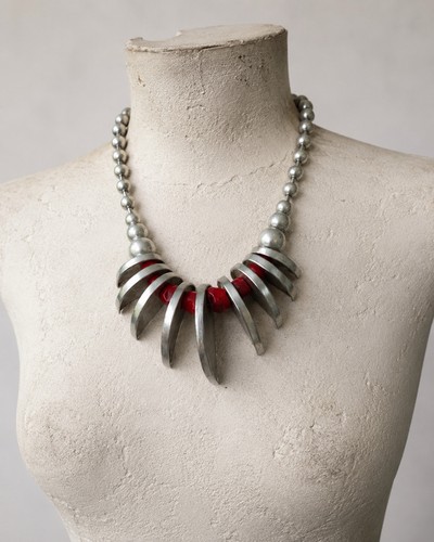 Collier 1980 métal argenté - collier,