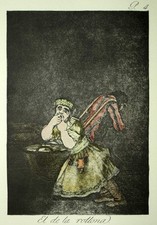 EL DE LA ROLLONA Francisco de Goya, eau forte gravure aquarellé los caprichos