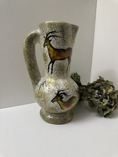 VALLAURIS Pichet Carafe décor LASCAUX vintage signé JACKY Jacqueline GELB