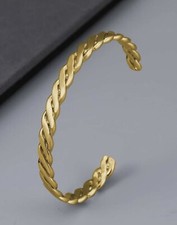 Bracelet Jonc Or Jaune Doré Bijoux Femme 100% Acier Inoxydable Ouvert Rigide