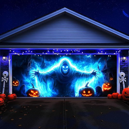 Halloween garage door cover - door,