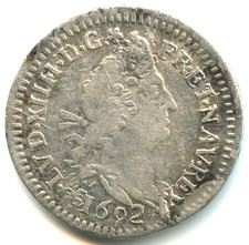 Louis XIV , Quatre sols argent aux deux L 1692 Rennes , flan réformé n°F.7336