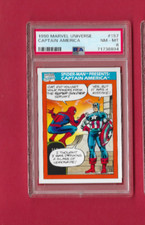 1990 Marvel Universe Spider Man Captain América 157 Carte gradée PSA note 8