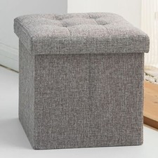 Oak&Tea Pouf Coffre de Rangement Tabouret de Rangement Pliant Repose-Pieds Po...