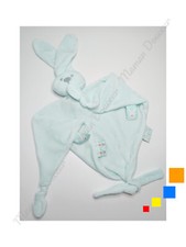 Doudou Plat/Mouchoir Triangle Lapin Lapidou Bleu Clair Attache Tétine - Nattou