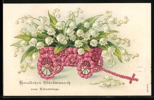 Carte postale relief muguet - carte,