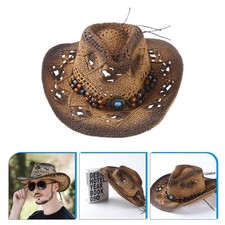 Chapeau de cowboy tressé paille été plage chapeau extérieur soleil classique