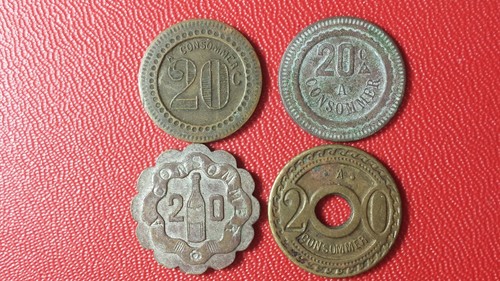Lot jetons centimes à - jetons, 20