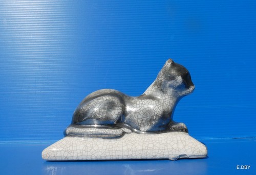 Chat ceramique craquelee - ceramique,