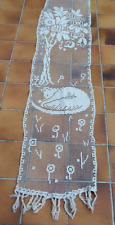 LONG RIDEAU FILET ANCIEN - DÉCOR DE CHAT DORMANT SOUS 1 ARBRE - 50 x 230 cm, N°3