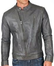 Veste En Cuir Grise Pour Homme