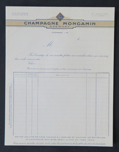 Facture vierge champagne - vierge,