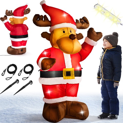 Renne père noël gonflable - père,