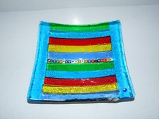 plat coupelle vide poche verre murano millefiori / très belle état / 20 x 20cm