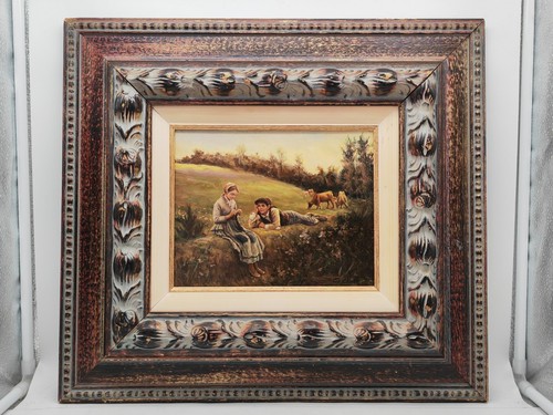 Tableau vintage huile sur - huile,