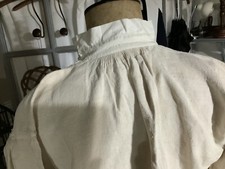 Vintage Ancienne Chemise De Travail Biaude En Lin  Et Chanvre Épais Plissé