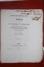Dedicacé:Thèse pour le doctorat de médecine F-A Jacob 1851 La variole